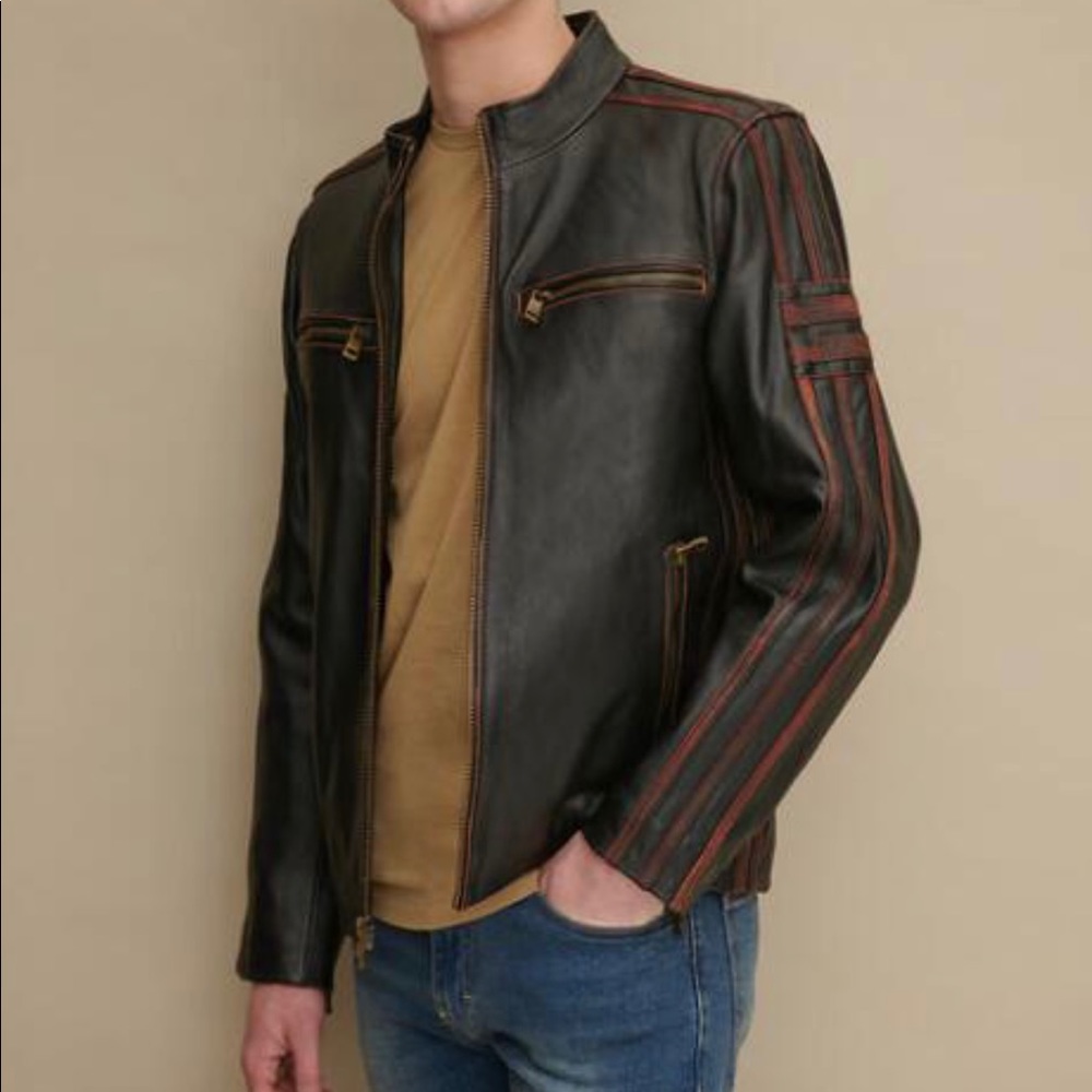 Black Rivet 100% Leather Cycle Jacket